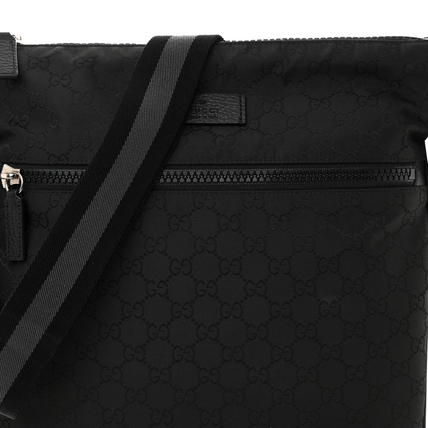 Nylon Monogram Medium Flat Messenger Bag Black