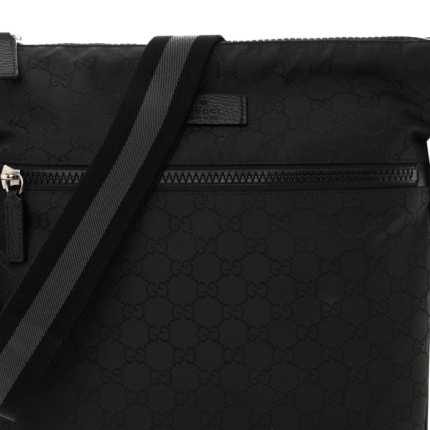 Gucci Nylon Monogram Medium Flat Messenger Bag Black 8 of 11