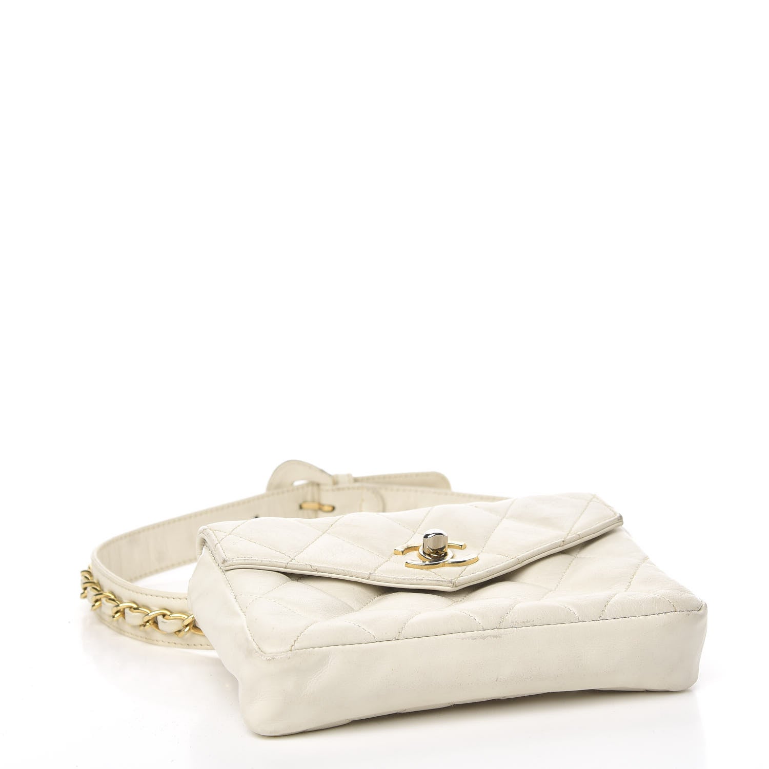 Chanel Lambskin Quilted Flap Waist Belt Bag White 4 of 14
