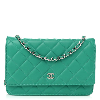 Chanel Lambskin Quilted Wallet On Chain WOC Green 1 of 13