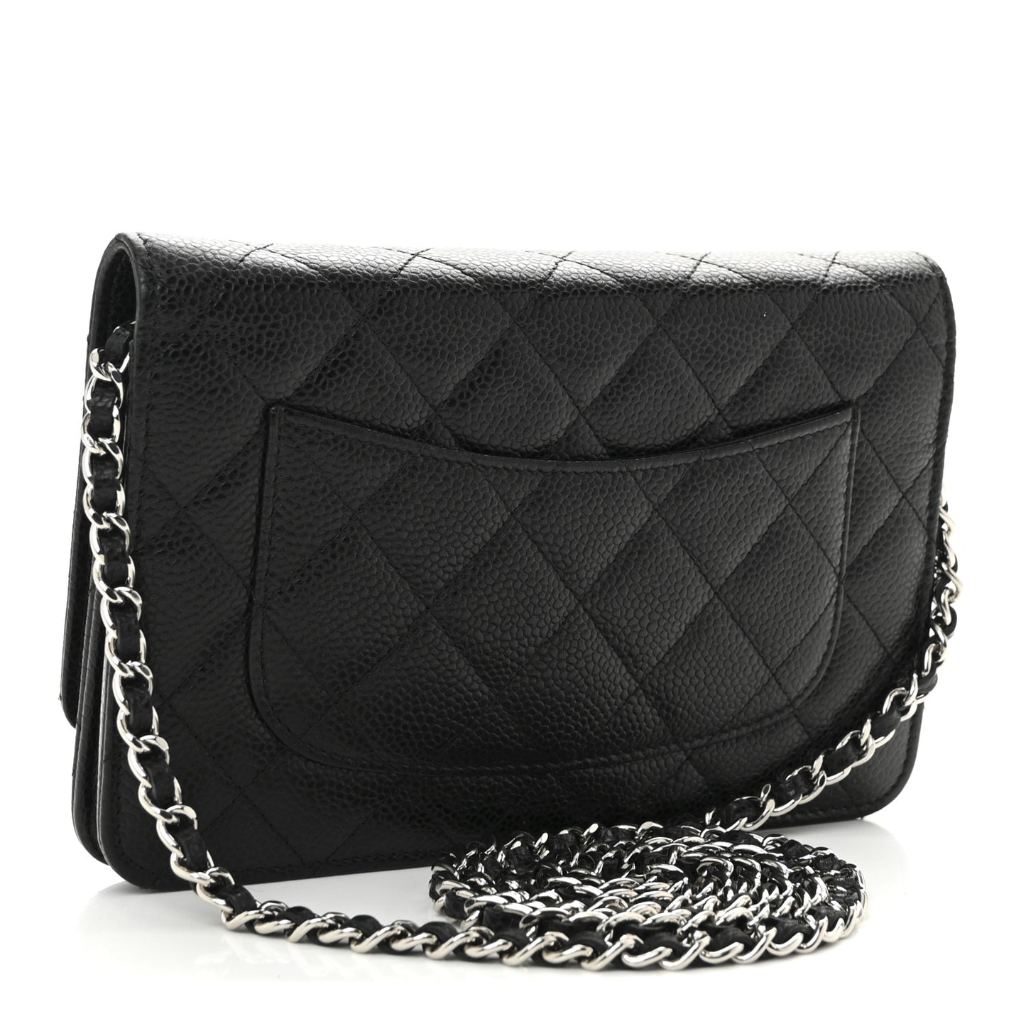 Caviar Quilted Wallet on Chain WOC Black