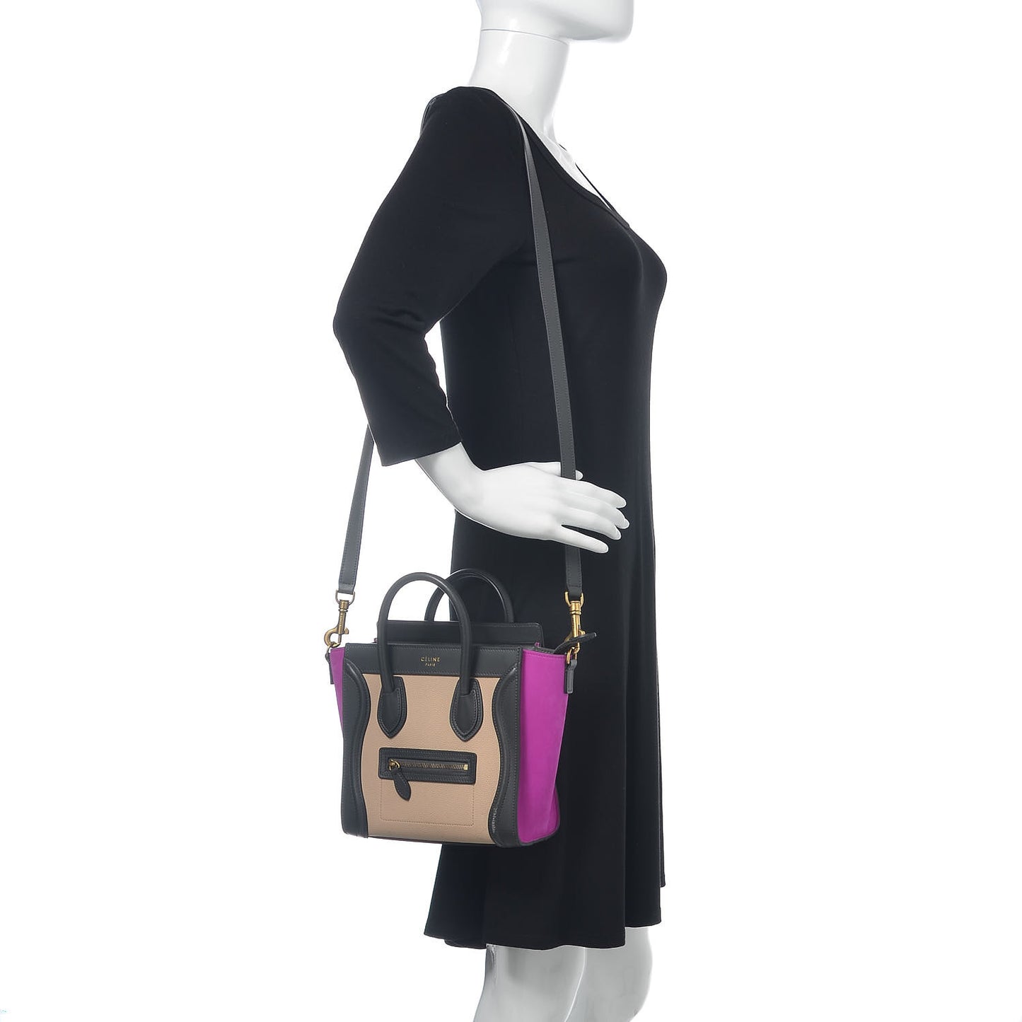 Baby Grained Calfskin Nubuck Nano Tri-Color Luggage Magenta