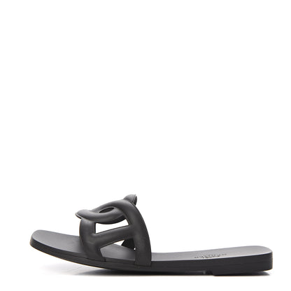 Hermes Rubber Aloha Sandals 35 Black 1 of 8