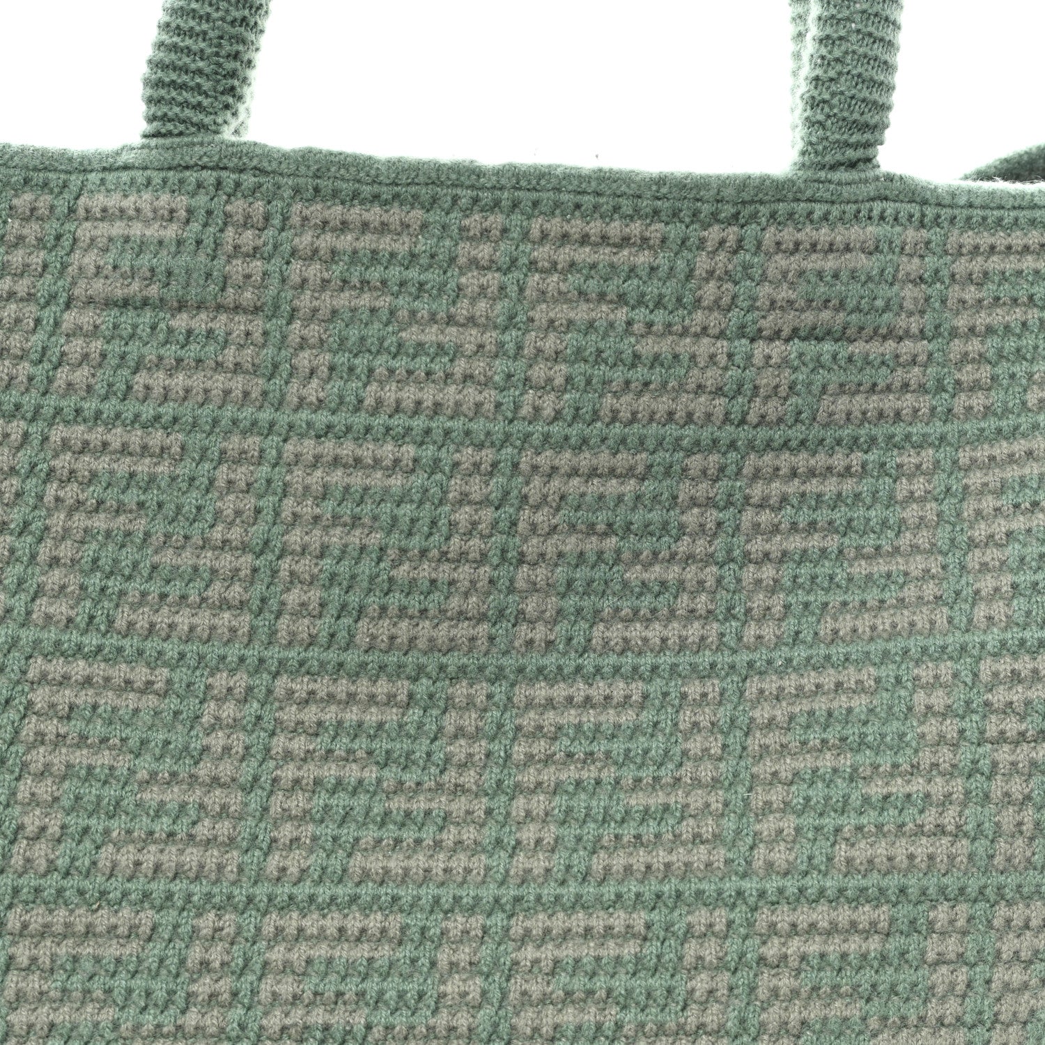 Fendi Cashmere Knit FF Large Shopper Tote Verde Islanda 7 of 9