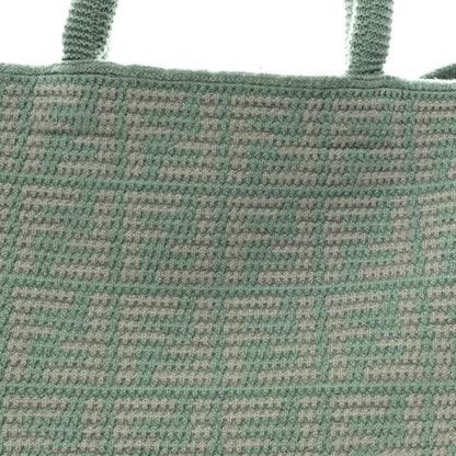 Fendi Cashmere Knit FF Large Shopper Tote Verde Islanda 7 of 9
