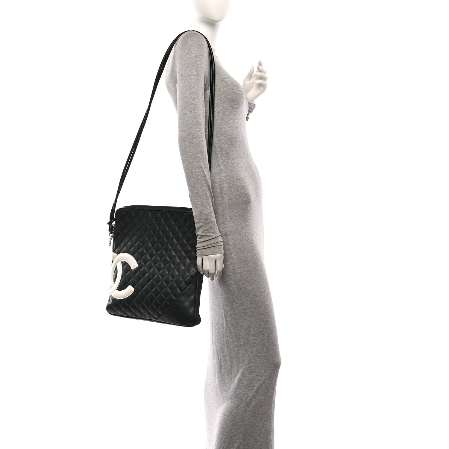 Chanel Calfskin Quilted Large Cambon Messenger Black White 2 of 10