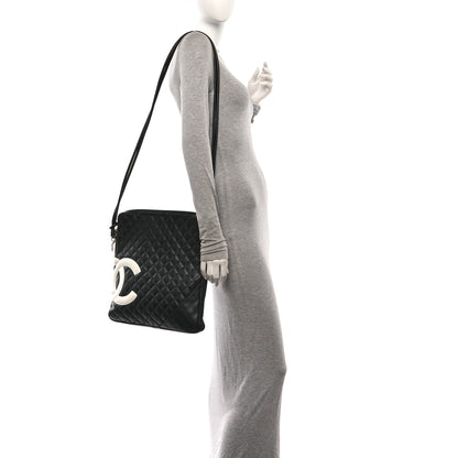 Chanel Calfskin Quilted Large Cambon Messenger Black White 2 of 10