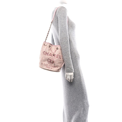 Chanel Lurex Boucle Deauville Drawstring Bucket Bag Pink 2 of 10