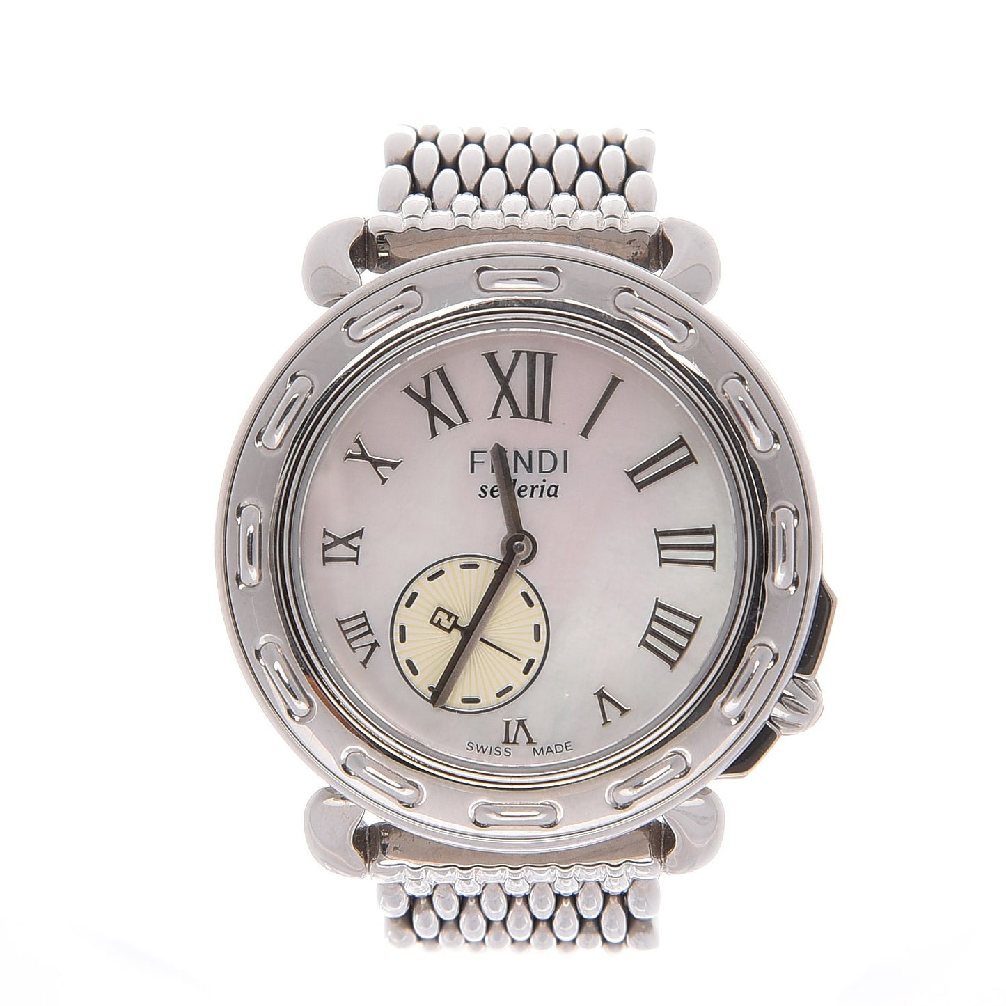 Stainless Steel Mother of Pearl 37mm 8100M Selleria Quartz Watch Silver