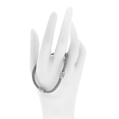 John Hardy Sterling Silver 18K Yellow Gold Diamond Classic Chain Station Bracelet 2 of 5