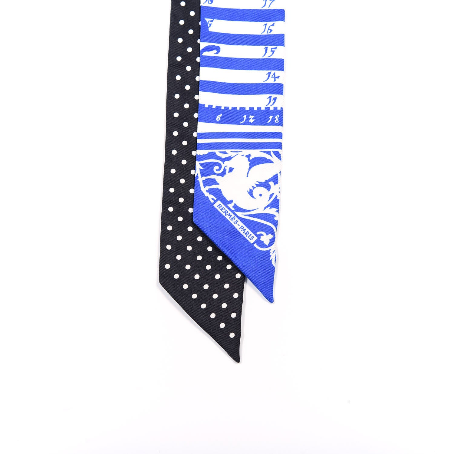 Hermes Silk Astrologie a Pois Twilly Bleu Royal Black White 3 of 4