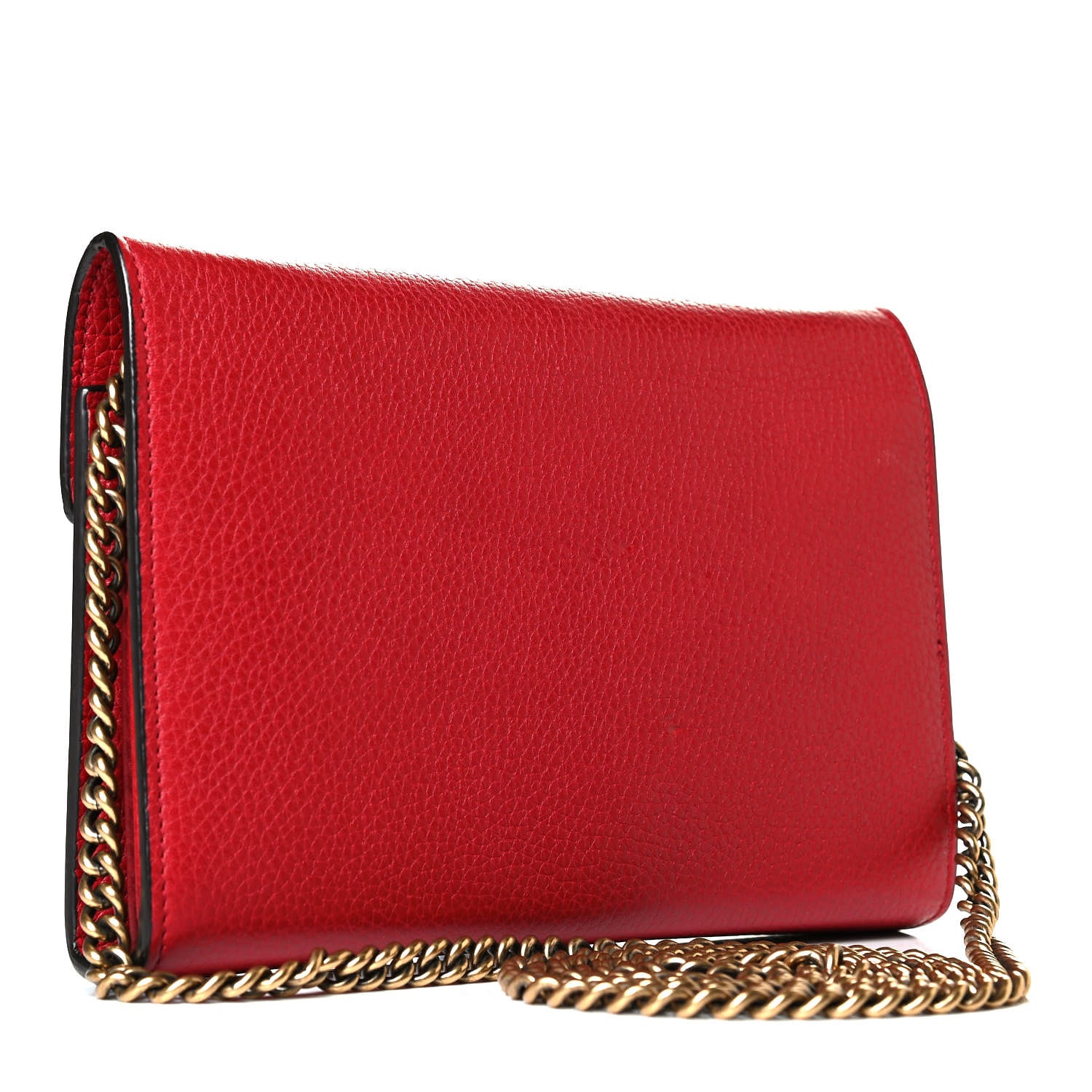 Gucci Calfskin GG Marmont Chain Wallet Vulcanic Red 2 of 6