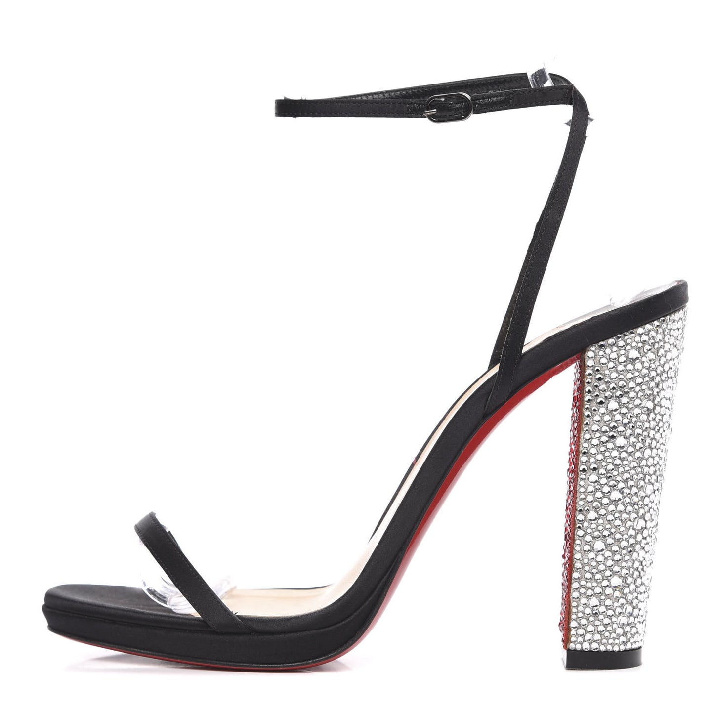 Crepe Satin Strass Au Palace 120 Sandals 38.5 Black