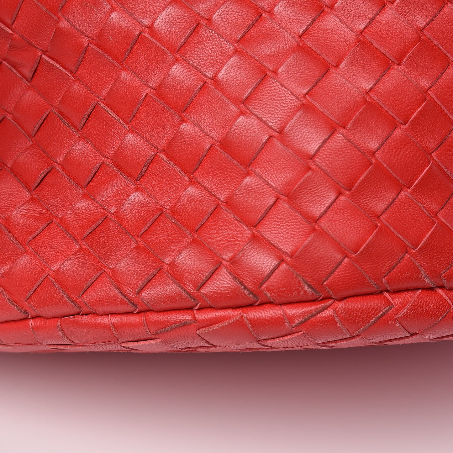 Nappa Intrecciato Double Handle Bucket Bag New Red