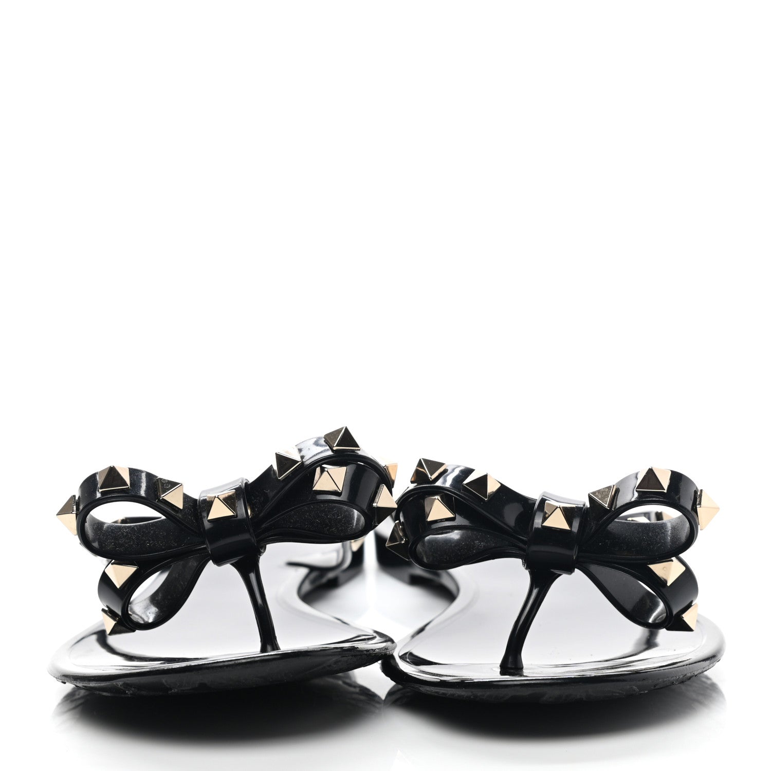 Valentino Garavani PVC Jelly Rockstud Bow Thong Sandals 38 Black 2 of 8
