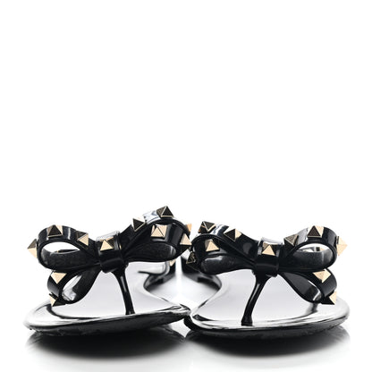 Valentino Garavani PVC Jelly Rockstud Bow Thong Sandals 38 Black 2 of 8
