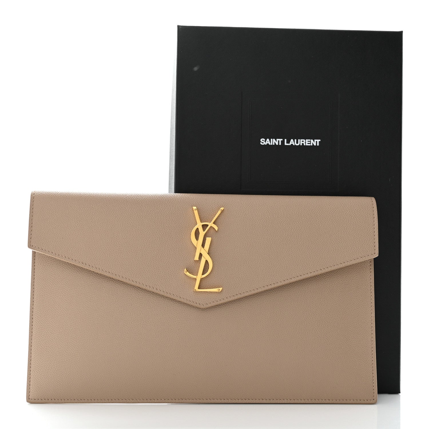 Saint Laurent Grain De Poudre Uptown Pouch Dark Beige 6 of 6