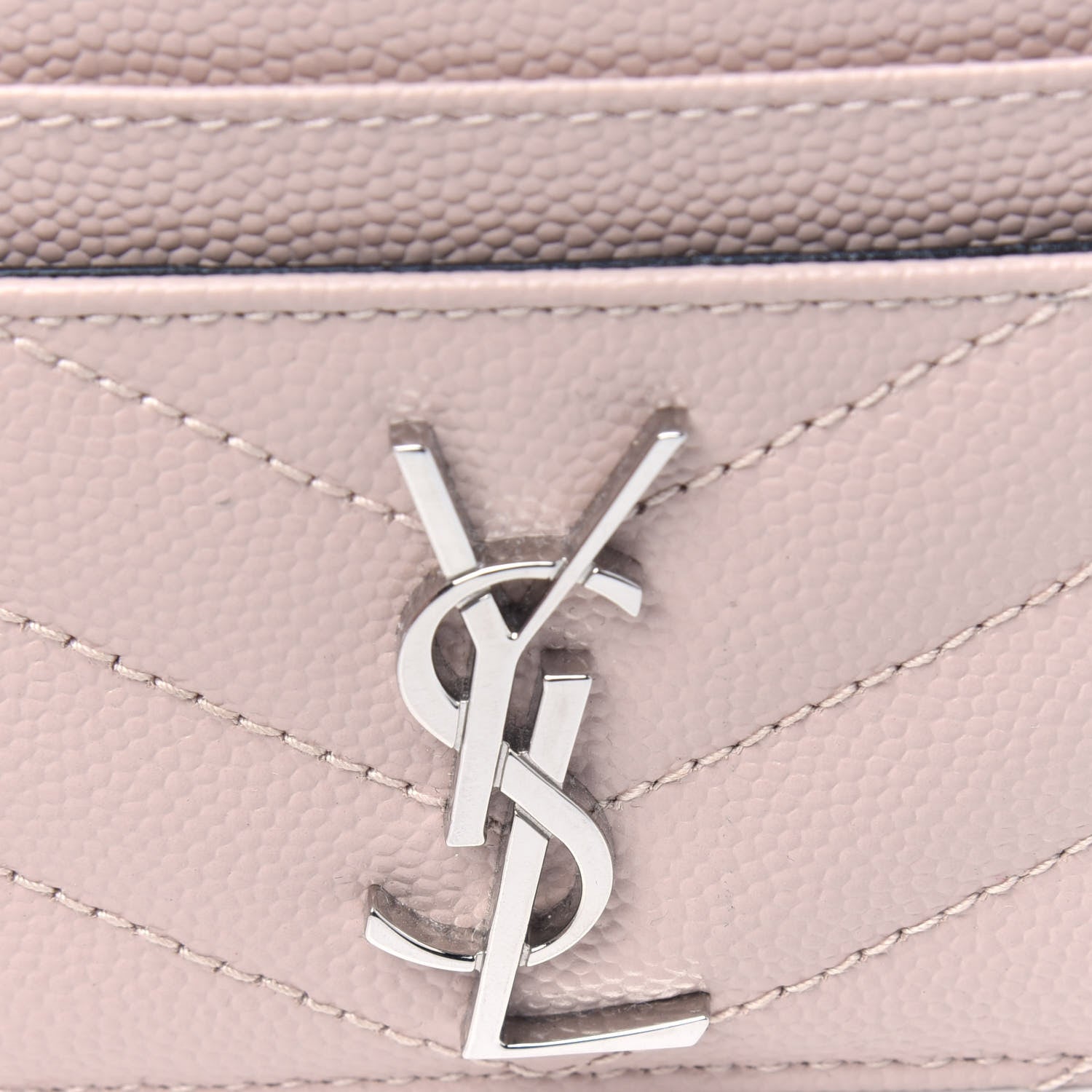 Saint Laurent Grain De Poudre Matelasse Chevron Monogram Credit Card Case Marble Pink 8 of 8