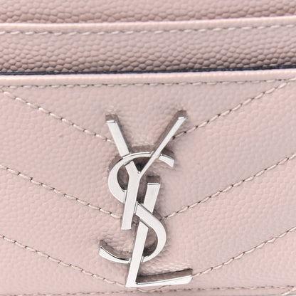 Saint Laurent Grain De Poudre Matelasse Chevron Monogram Credit Card Case Marble Pink 8 of 8