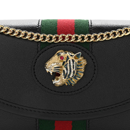Gucci Textured Calfskin Web Mini Rajah Slim Flap Shoulder Bag Black 8 of 10