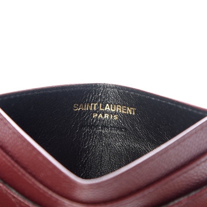 Saint Laurent Grain De Poudre Matelasse Chevron Monogram Credit Card Case Bordeaux 6 of 8