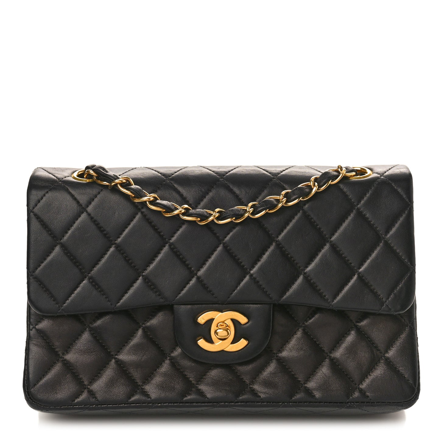 Lambskin Quilted Small Double Flap Black