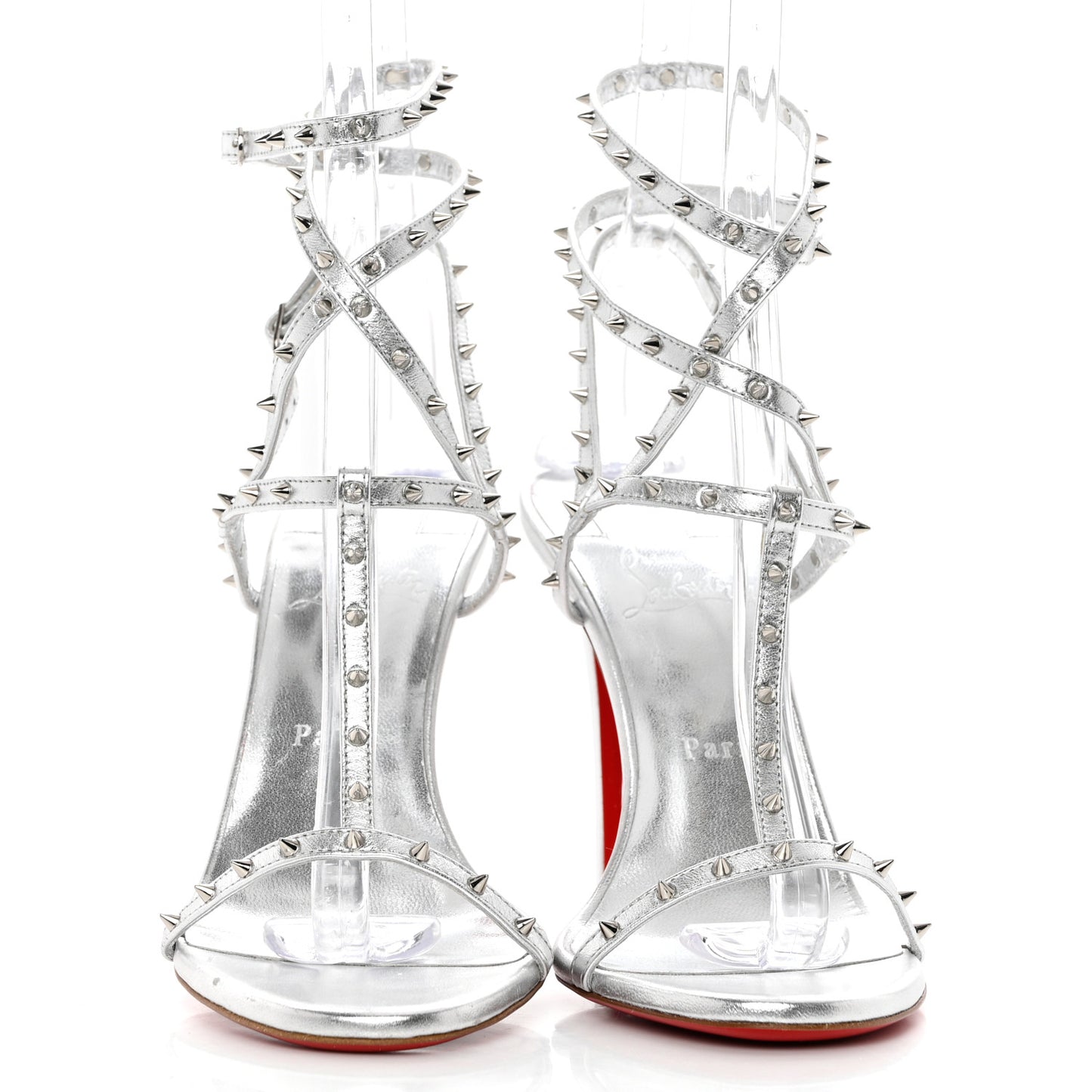 Nappa Bombina Spikes 100 Sandals 39.5 Silver