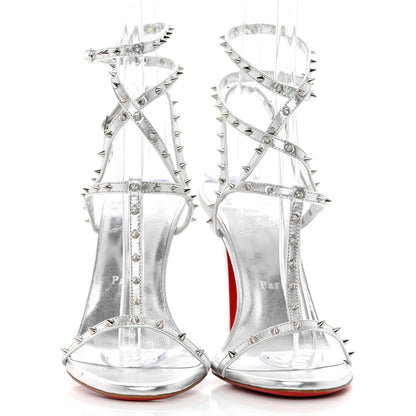 Christian Louboutin Nappa Bombina Spikes 100 Sandals 39.5 Silver 2 of 7