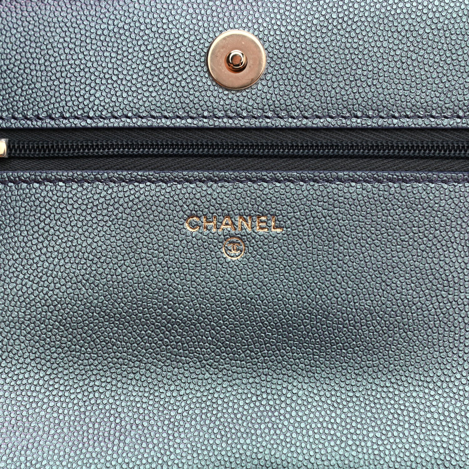 Chanel Iridescent Caviar Quilted Wallet On Chain WOC Dark Blue 6 of 12