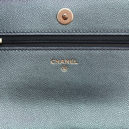 Chanel Iridescent Caviar Quilted Wallet On Chain WOC Dark Blue 6 of 12