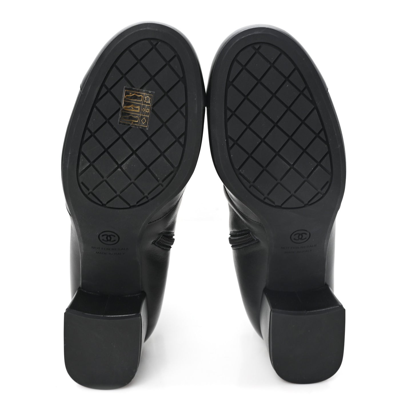 Stretch Lambskin Cap Toe CC Uniform Short Boots 41 Black