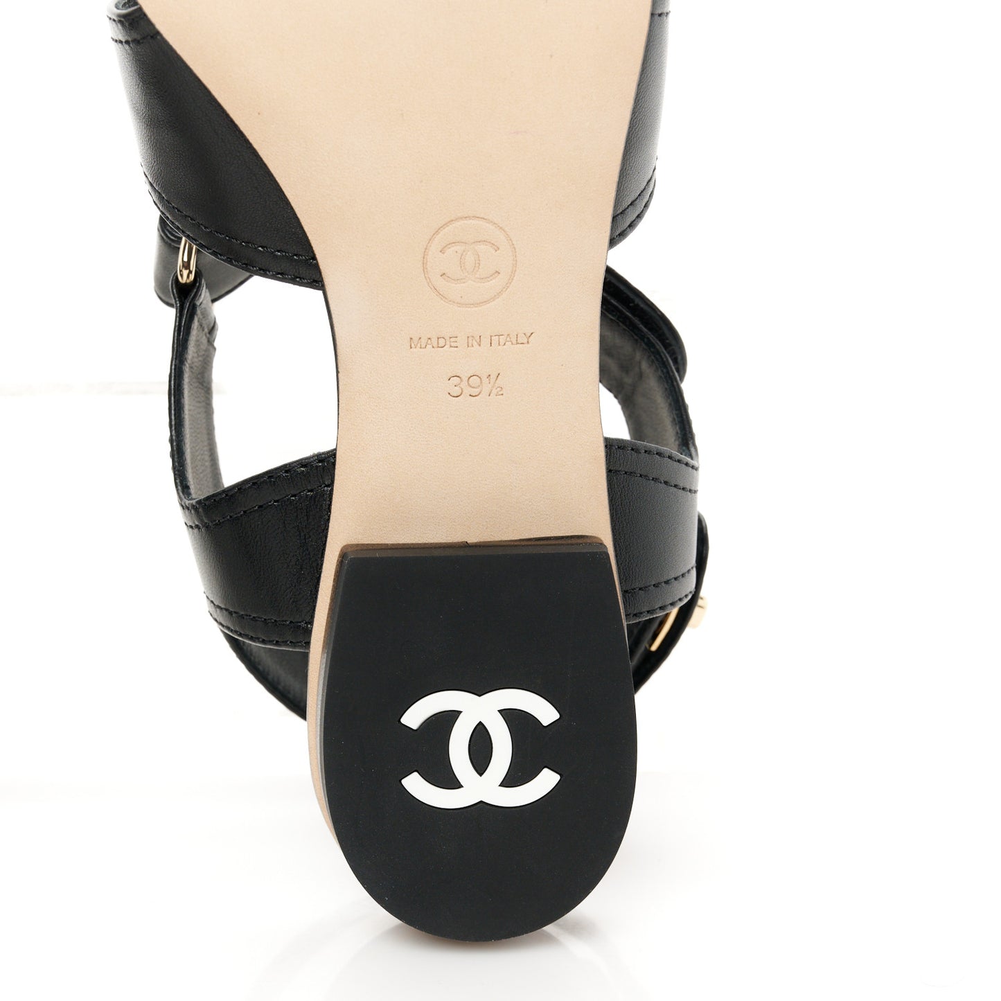 Lambskin Logo CC Turnlock Sandals 39.5 Black