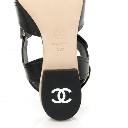 Chanel Lambskin Logo CC Turnlock Sandals 39.5 Black 7 of 11