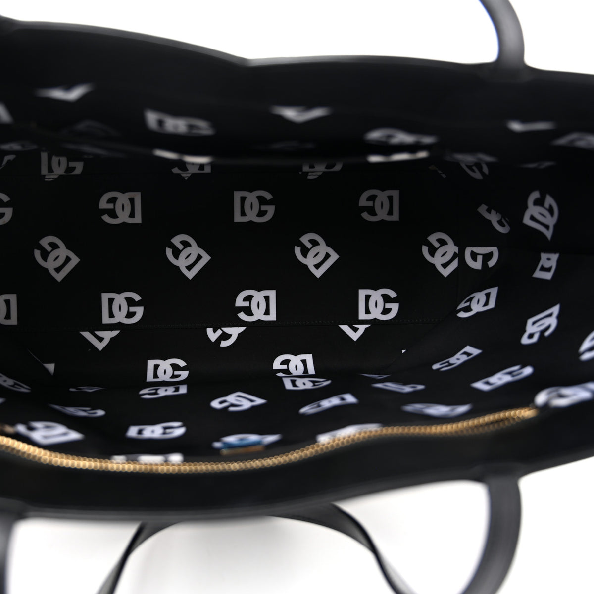 Calfskin Medium DG Logo Shopper Tote Black