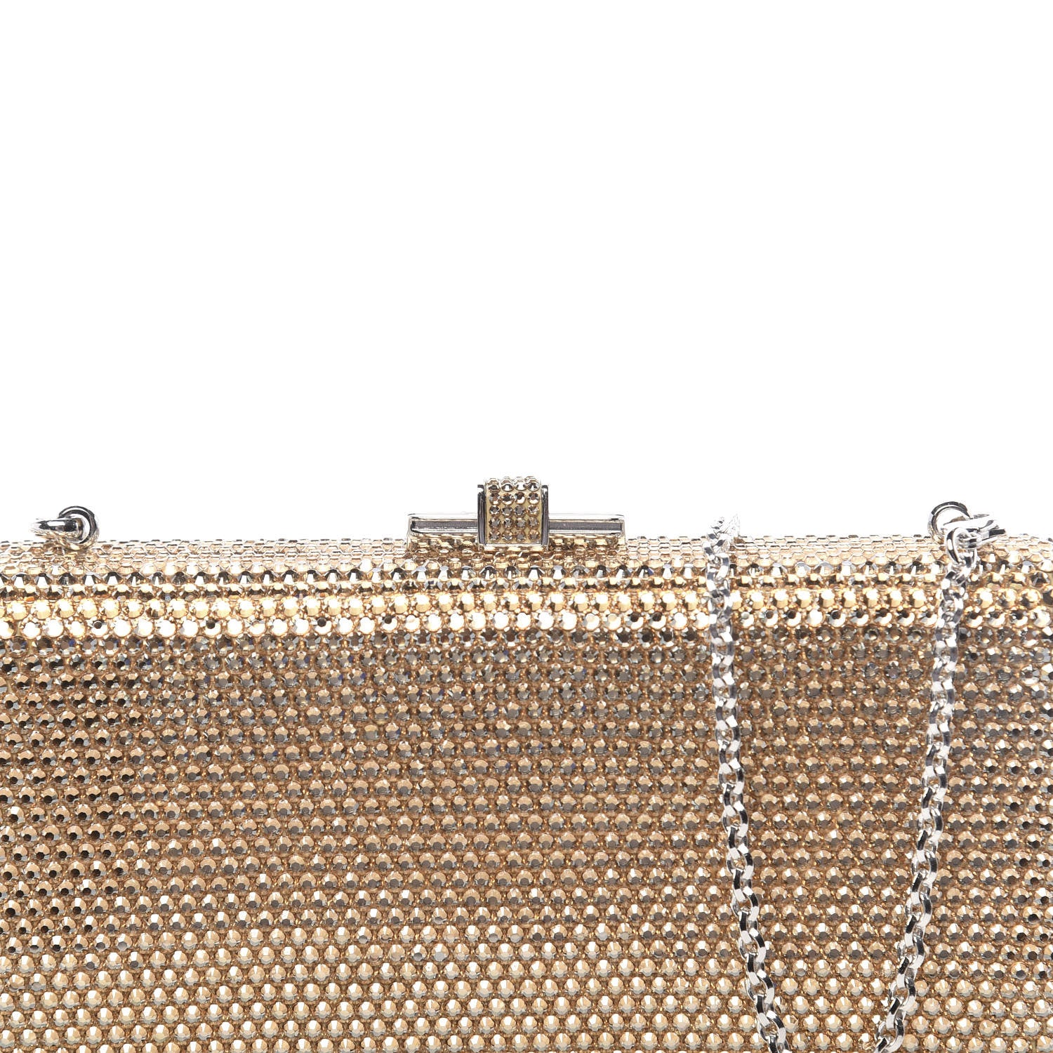 Judith Leiber Swarovski Crystal Minaudiere Clutch Silver Gold 14 of 14