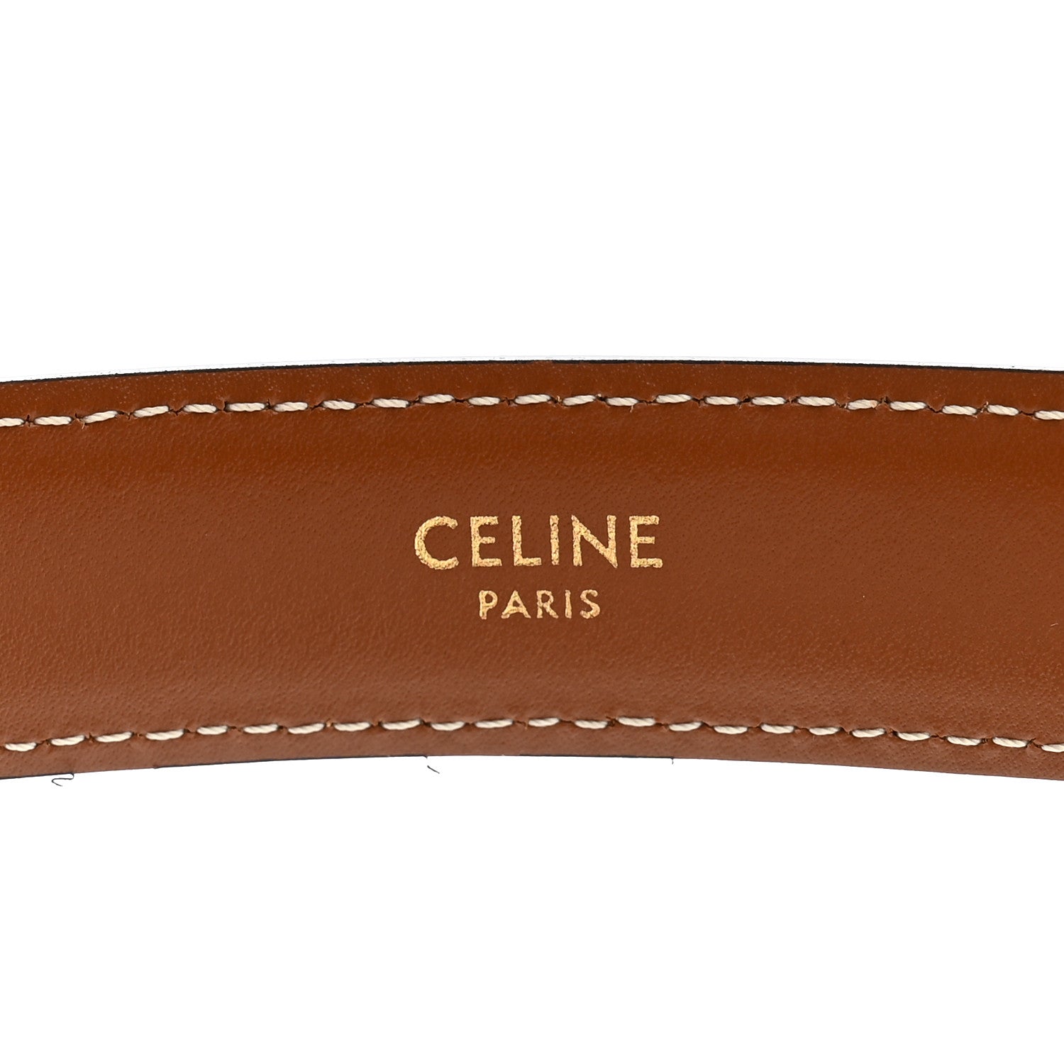 Celine Canvas Calfskin Medium 25mm Triomphe Belt 80 32 Tan 4 of 6
