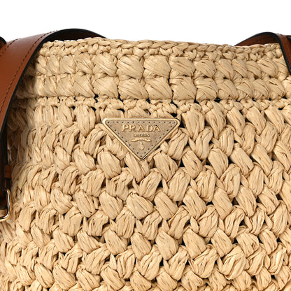 Prada Raffia City Calf Bucket Bag Naturale Cognac 6 of 8