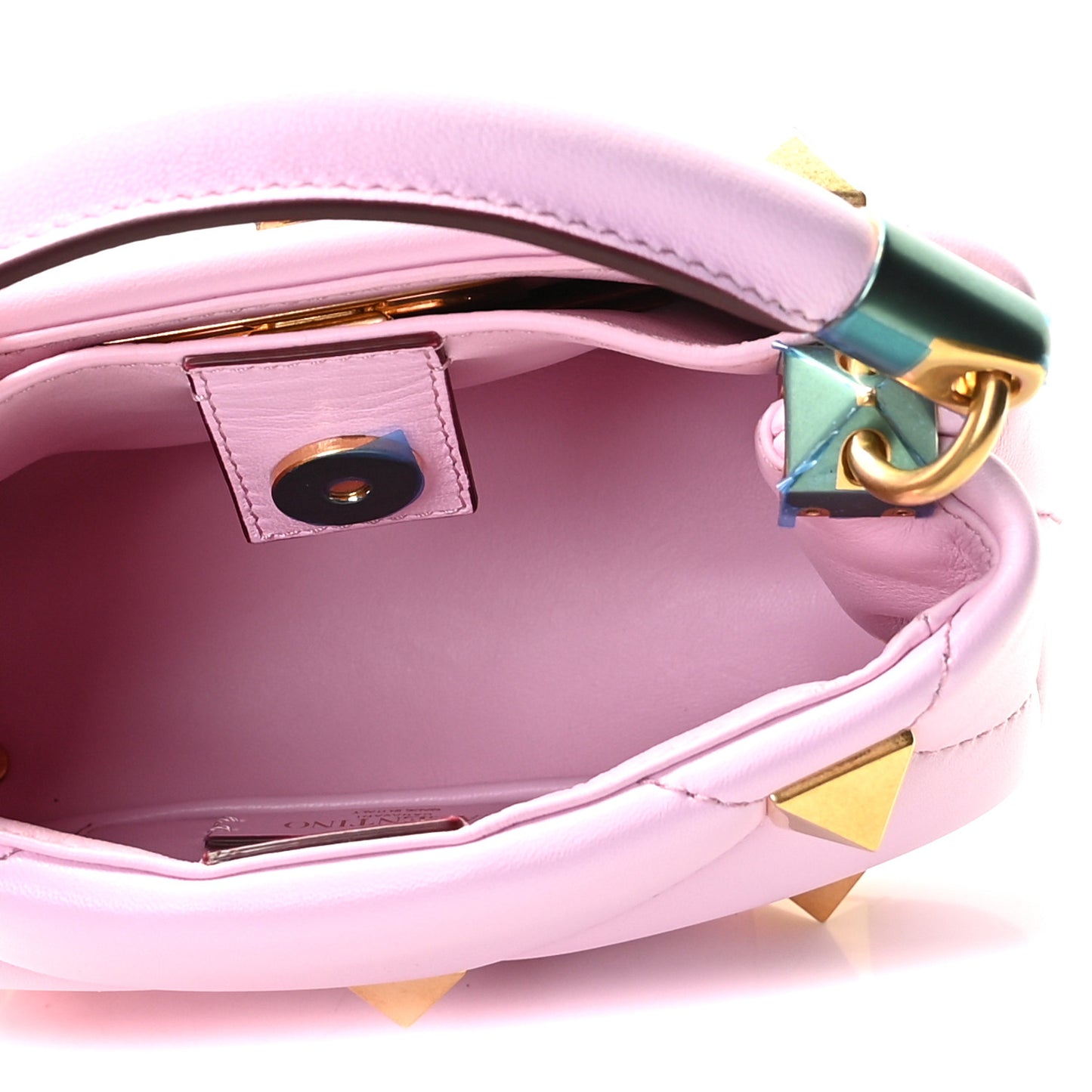 Nappa Mini Roman Stud The Handle Bag Pink Borealis
