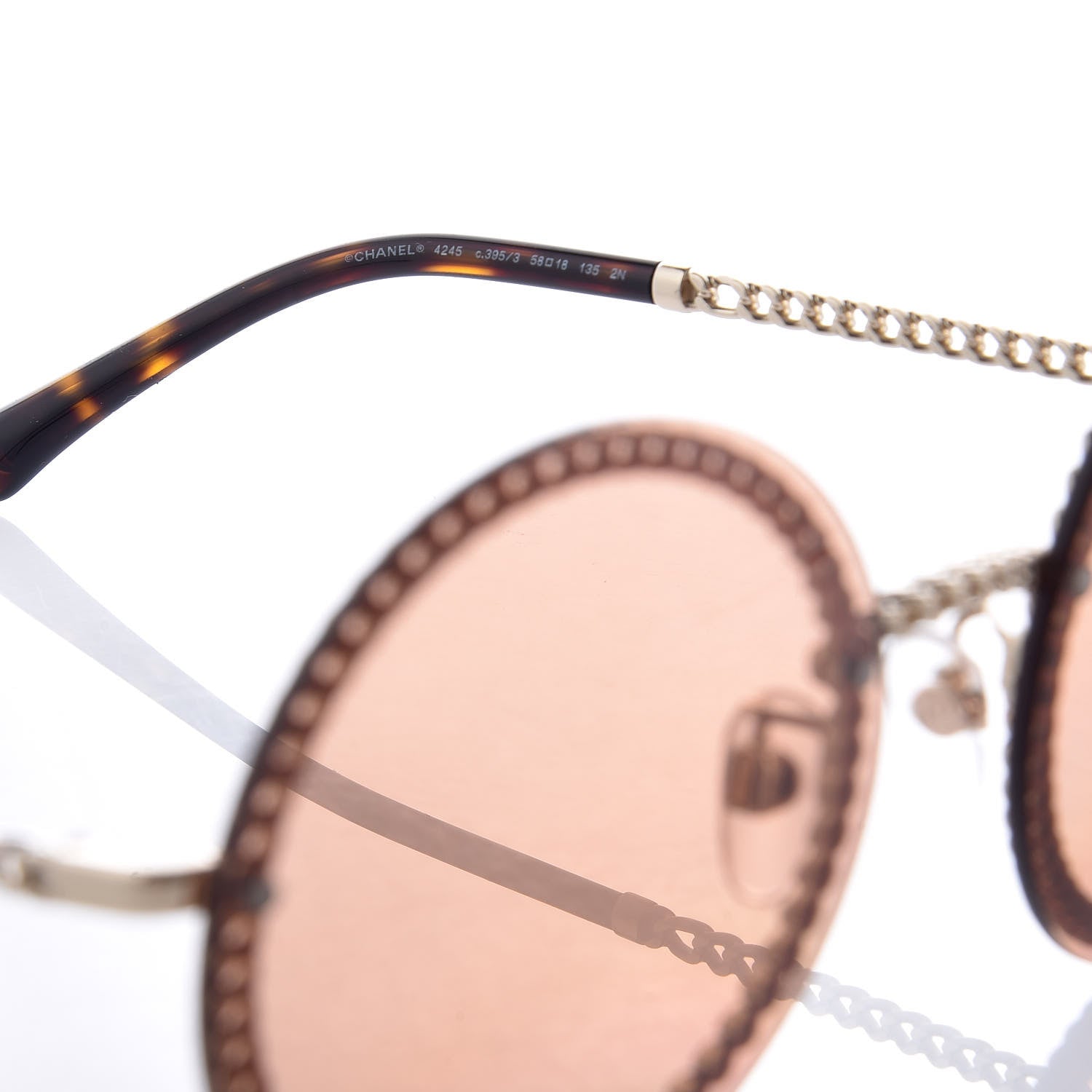 Chanel Round Removable Triple Hanging Chain Sunglasses 4245 Light Brown 6 of 9