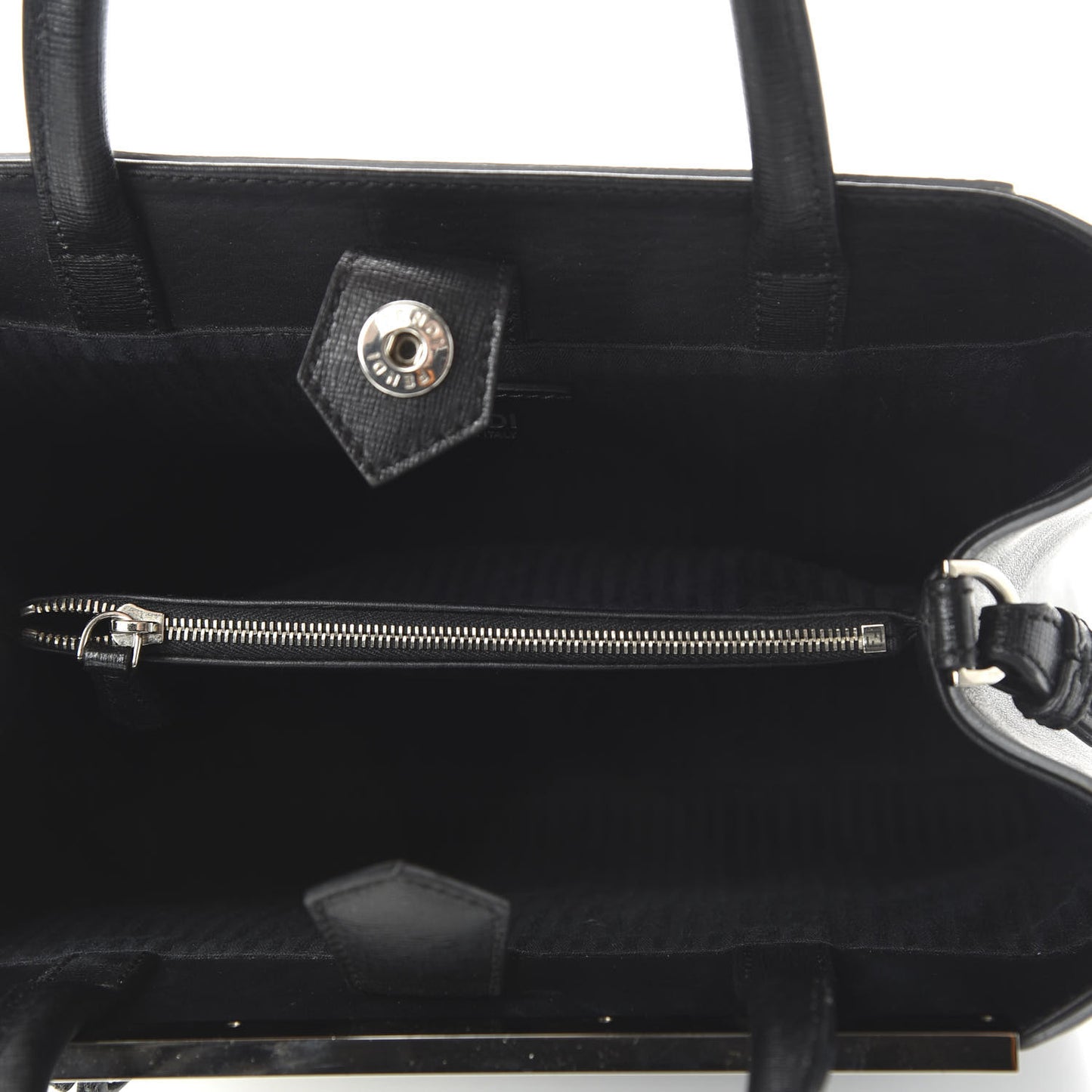 Vitello Elite Calfskin Colorblock Petite 2Jours Tote Black Multicolor White Argento