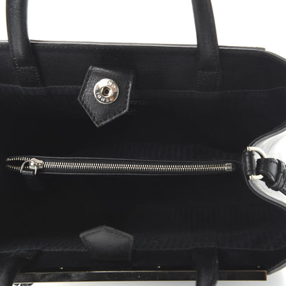 Fendi Vitello Elite Calfskin Colorblock Petite 2Jours Tote Black Multicolor White Argento 5 of 10