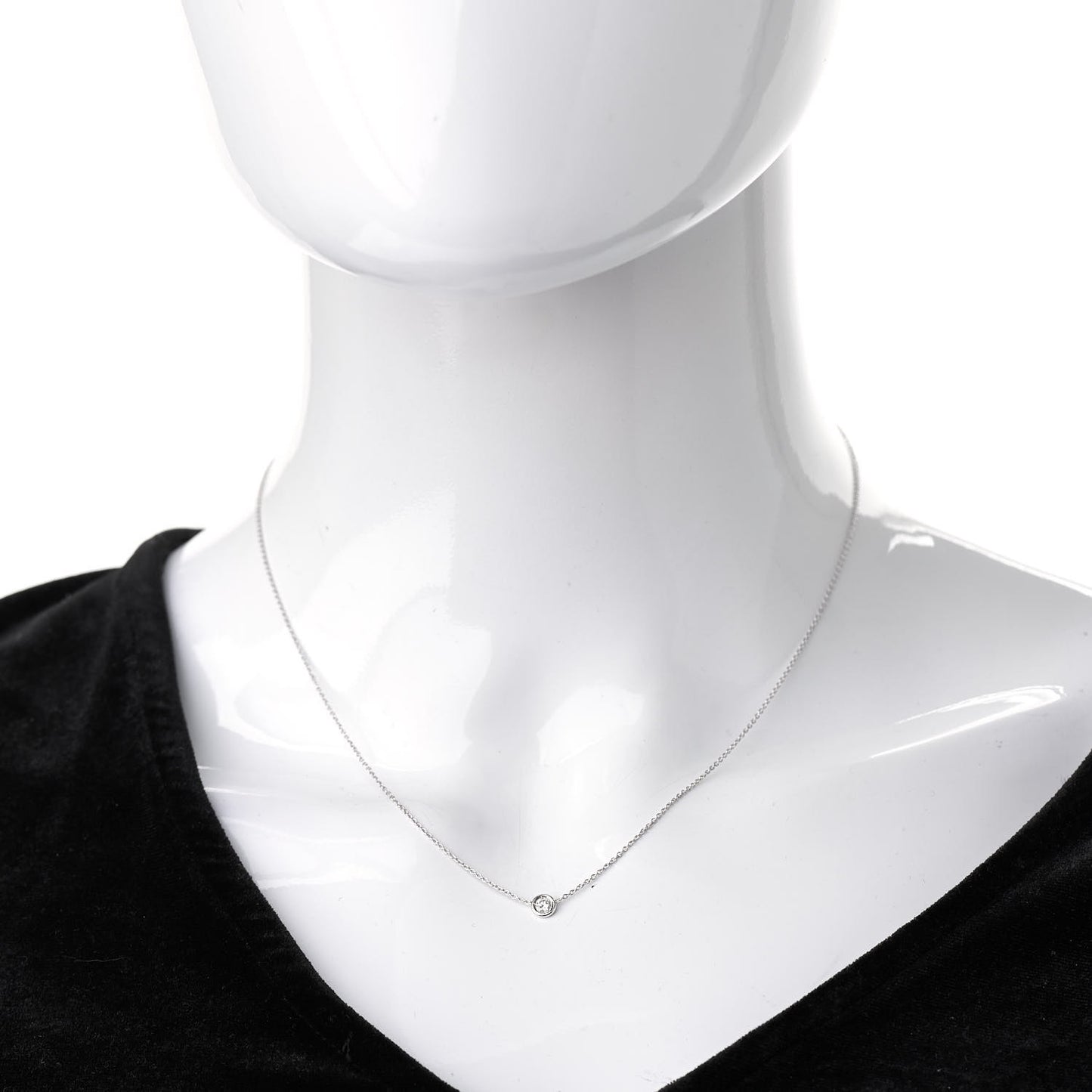 18K White Gold Diamond .10ct Diamonds by the Inch Pendant Necklace
