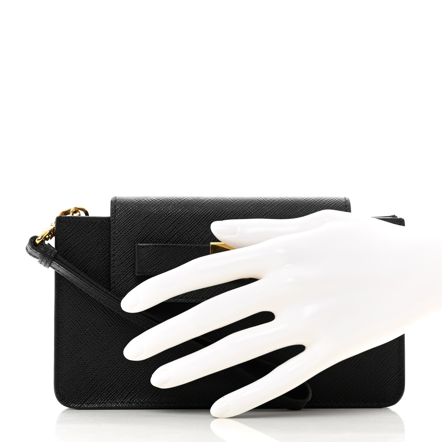 Prada Saffiano Bow Wristlet Black 2 of 6