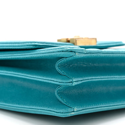 Chanel Caviar Quilted North South Boy Flap Turquoise 9 of 10