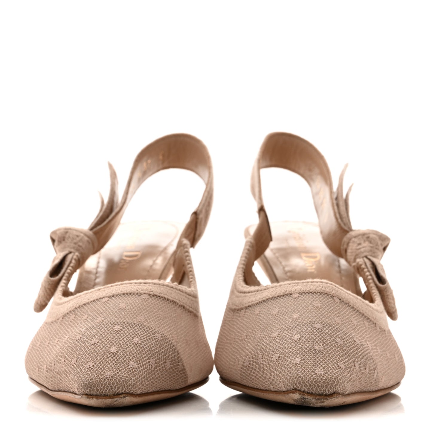 Mesh Plumetis Suede Ribbon J'Adior Slingback 65mm Pumps 37 Nude