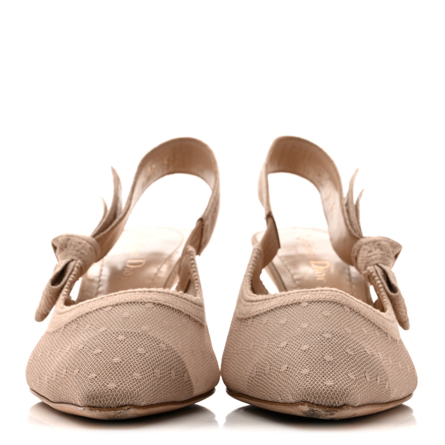 Christian Dior Mesh Plumetis Suede Ribbon J'Adior Slingback 65mm Pumps 37 Nude 3 of 10