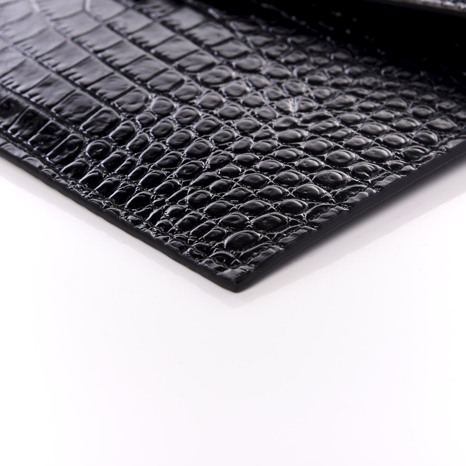 Saint Laurent Calfskin Crocodile Embossed Uptown Monogram Clutch Black 6 of 7