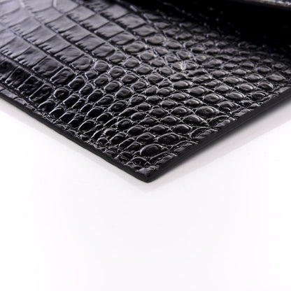 Saint Laurent Calfskin Crocodile Embossed Uptown Monogram Clutch Black 6 of 7