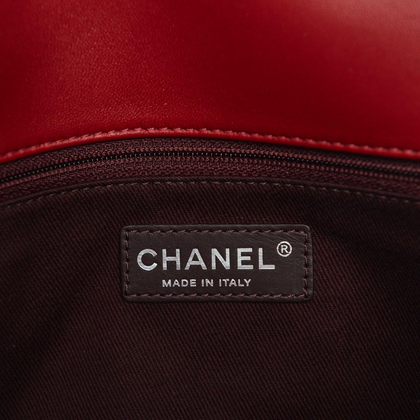 Lambskin Chevron Double Stitch Jumbo Single Flap Red