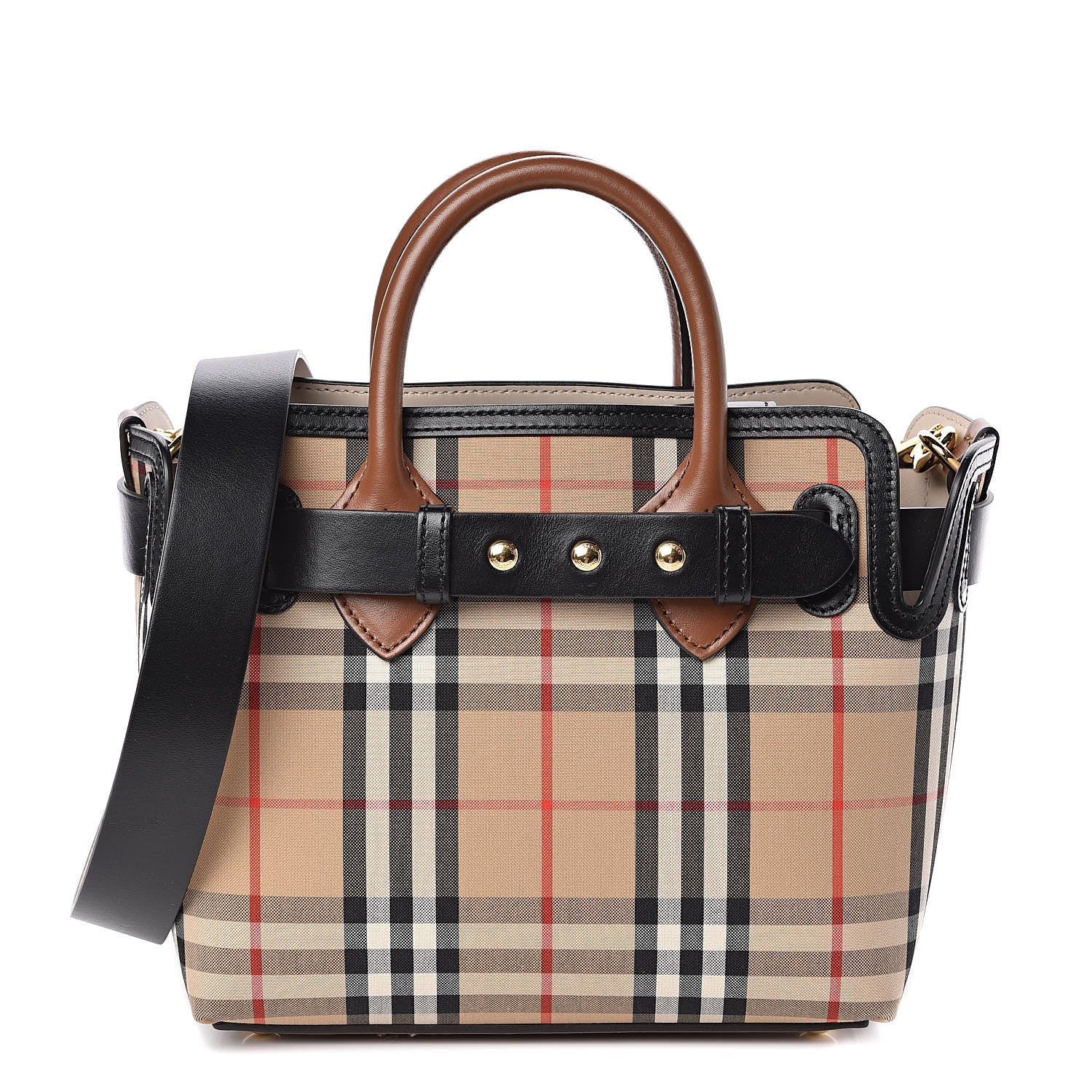 Burberry Calfskin Vintage Check Triple Stud Mini Belt Bag Archive Beige 2 of 11
